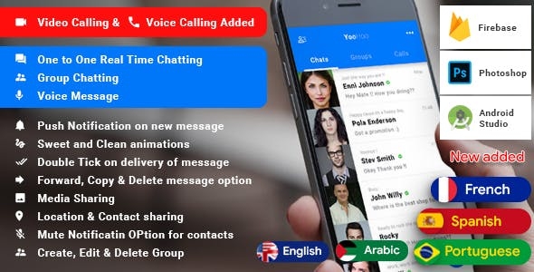 Android Chatting App with Voice/Video Calls, Voice messages + Groups -Firebase